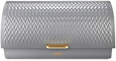 Хлібниця Tower Empire з роликовим кришкою, нержавіюча сталь, сірий колір, з латунними деталями