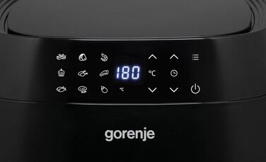 Аерофритюрниця Gorenje AF1350DWB, 1350 Вт, чаша 3.2 л з вікном, 8 автопрограм, антипригарне покриття, LED-дисплей, чорна