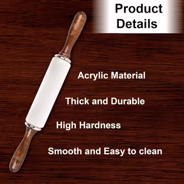 Rollyware™ Premium Crystal Clear Rolling Pin - Belan - for Baking - 25% Less Effort When Working Dough - Upgrade Your Baking - Non-Stick & No Maintenance - [Gift Packaging]