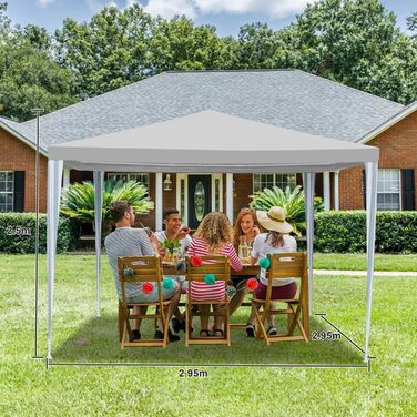 Garden Pavilion - Garden Gazebo with 6 Side Walls and Windows, Stable, UV Protection, Waterproof, Party Pavilion, Folding Garden Tent, Party Tent, for Outdoor, Garden, Party, Wedding (3x3m, White)