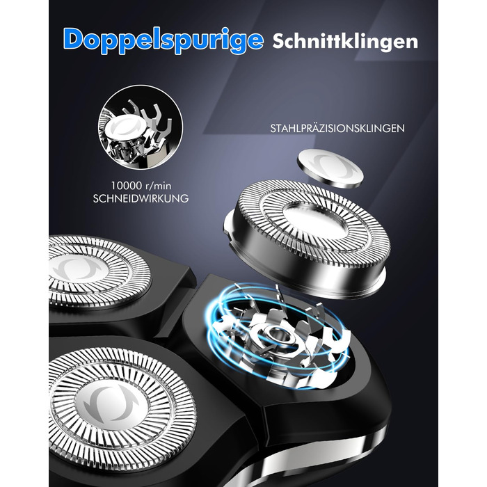 Електричний чоловічий бритва ETROBOT 3-в-1, IPX7, вологостійкий, для сухого та вологого гоління, з магнітною головкою та зарядкою USB-C