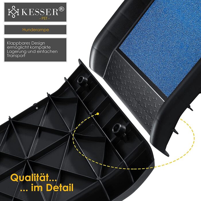 Східці для собак KESSER® - рампи для автомобіля, до 90 кг, 156x40 см, блакитні