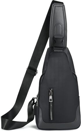 Чоловіча нагрудна сумка-слінг Brusttasche з USB-портом для зарядки, водонепроникна, чорна