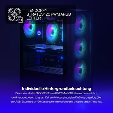 Корпус для ПК Endorfy Ventum 200 ARGB ATX з 4 вентиляторами 120 мм ARGB, скло, Mesh-фасад, широка сумісність охолодження