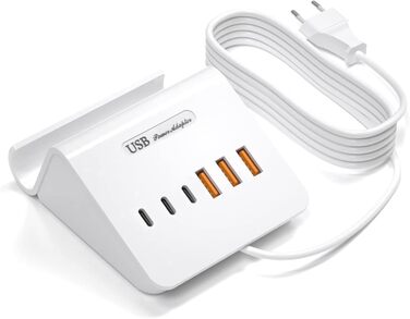 Багатопортова USB зарядка POANES 25W - зарядний станція на 4 порти для iPhone, Samsung, LG, Huawei та інших пристроїв (чорний)