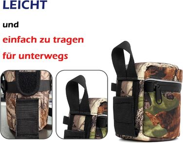 Чохол для об'єктива камери, нейлон, листяний зелений (XL 10.5x18.5 см, S 8x8 см)