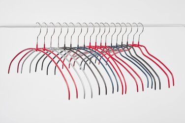 MAWA Clothes Hangers Light, Set of 20 space-saving and non-slip hangers, ideal for T-shirts, tops, and lightweight sweaters, with a 360° swivel hook and non-slip coating, 40 cm, Black