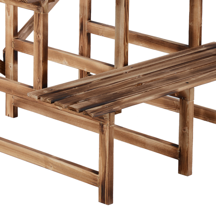 Outsunny Plant Ladder Flower Shelf 3-Tier Pine Wood 80 x 80 x 78cm for Garden Balcony & Terrace
