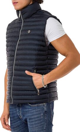 Чоловіча вітрозахисна куртка Redbridge з коміром-худи, модель Bubble Vet, чорна (M, темно-синій)