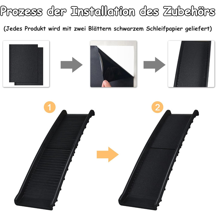 Рампа для собак NAIZY 156 см, складана, з антиковзними килимками, для собак/кішок/домашніх тварин до 90 кг, чорна