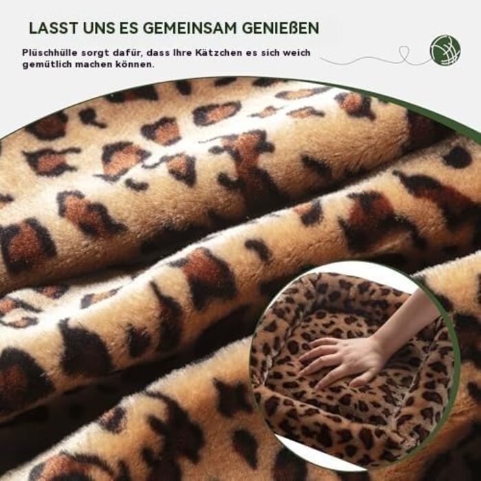 Котячий будиночок MUTICOR з когтеточкою, 206 см, багатоярусний, для великих котів, з гамаком, плюшевими платформами, широкою основою (леопардовий принт)