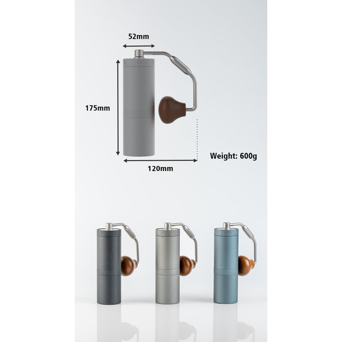 Кавомолка ручна 1Zpresso X-Ultra, чорна, з металевим корпусом, сталевий монтаж, конічні жорна, регулювання, магнітний замок