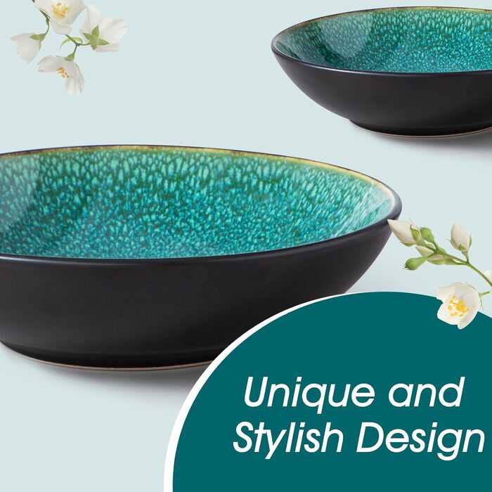 Набір тарілок Vancasso PLAYA (6 шт.) для мюслі, супу, салату та пасти, 48 шт., зелений, кераміка