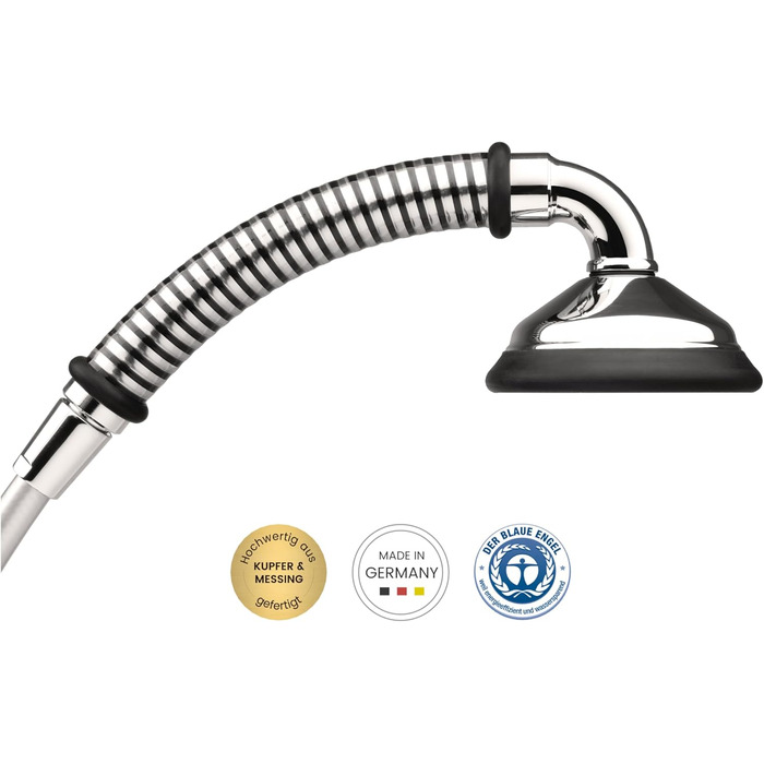 The first showerhead with the Blue Angel eco-label. BUBBLE-RAIN espresso XL. Shower sustainably with our water bubble technology = over 60% water and energy savings. From an alpine manufactory.