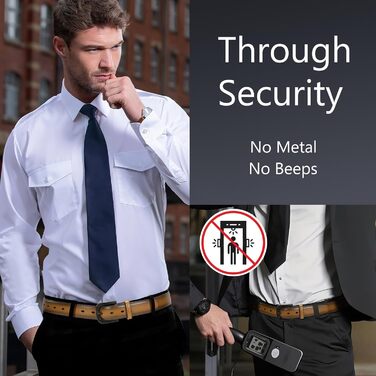 Чоловічий шкіряний ремінь VONMELLI без металу, TSA-сертифікований, для джинсів, з гіпоалергенною застібкою, розмір пояса 48-52