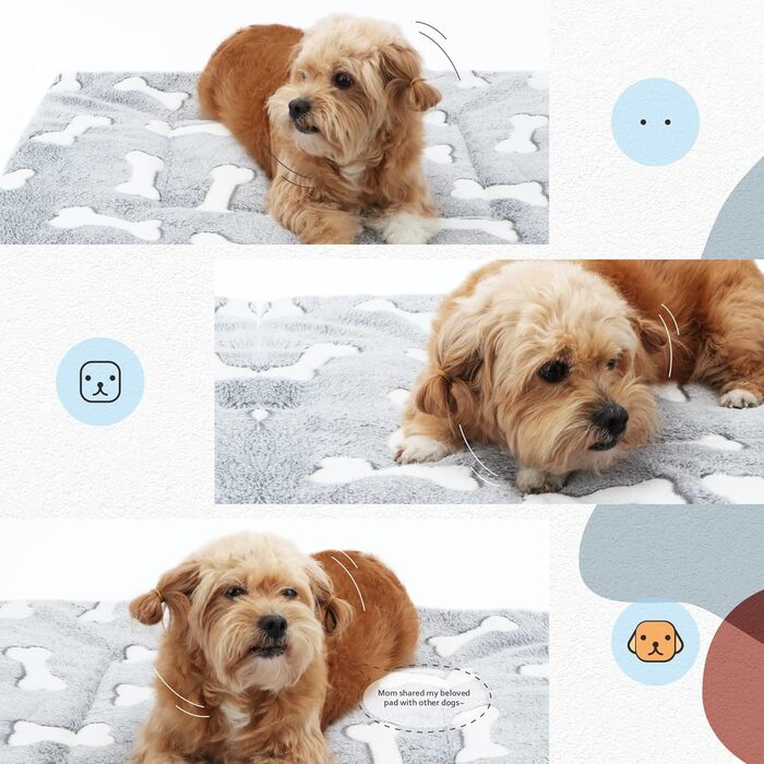 М'який килимок-матрац для собак та котів 60x80 см, білий з принтом кісток