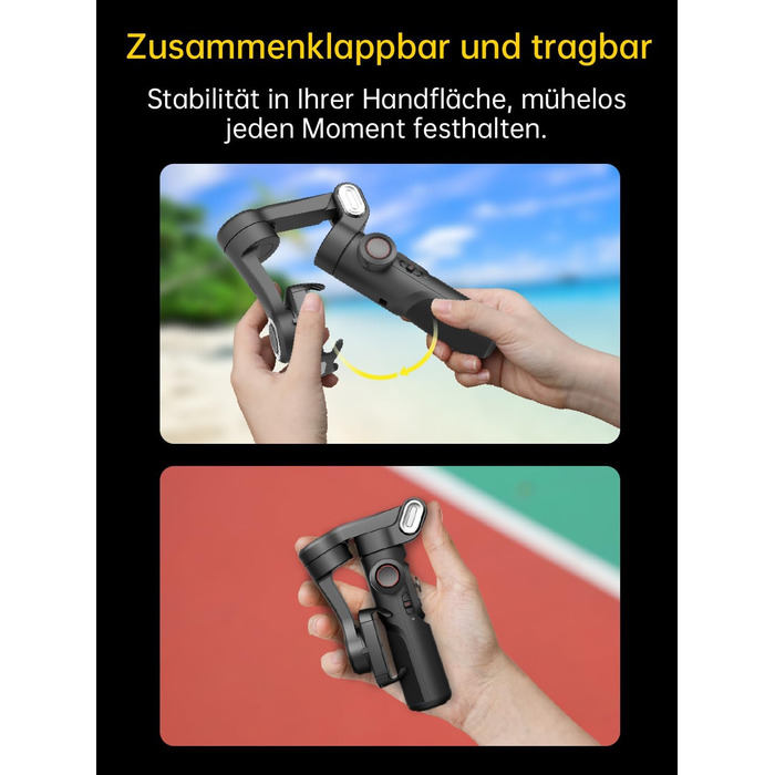 Гімбал AOCHUAN для смартфона з 3 осями стабілізації, RGB-підсвічуванням, трекінгом обличчя та регульованим кільцем фокусування. Підходить для iPhone/Android. Ідеальний для зйомки Vlog та створення контенту.