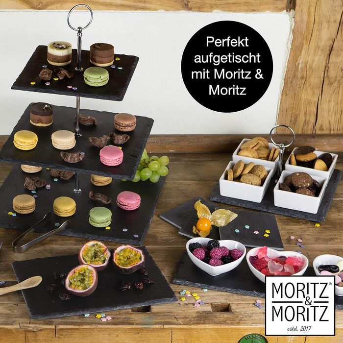 Набір Moritz & Moritz: 6 сланцевих сервірувальних дощок 30x40 см з крейдою — для буфету, суші, сиру, декору
