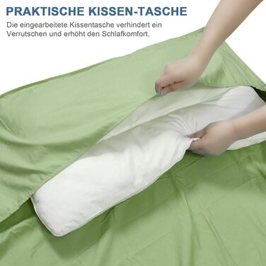 Спальний мішок для кемпінгу 2в1, мікрофібра, 220x95 см, зелений