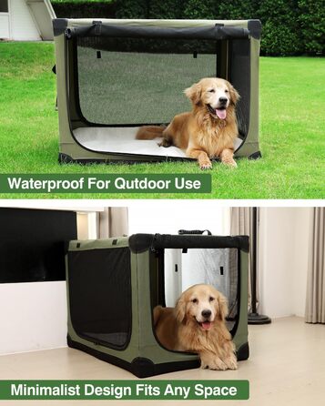 Складана переносна собача будка для середніх та великих собак, 106.7 см, з 4 дверцятами, зелена, з сумкою для зберігання (106*78*78 см)