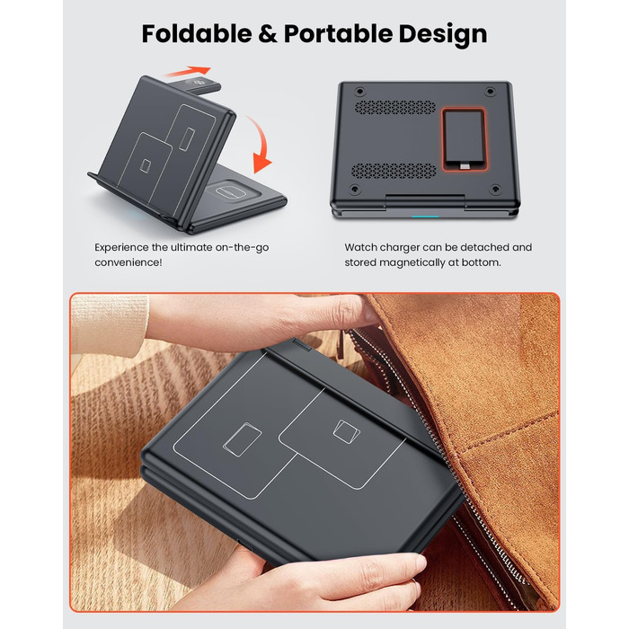 Індукційна зарядка GEEKERA 3-в-1 для Samsung, Fitbit, Galaxy Buds - чорний