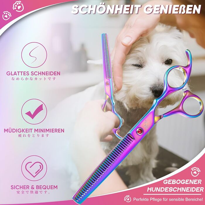Професійна ножиця для грумінгу собак Chunker, ножиці для розрідження шерсті, нержавіюча сталь 440C, кольорова (Rainbow-thinning)