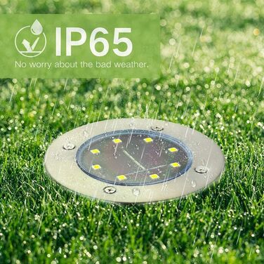 Joomer Solar Ground Lights - Set of 12, Outdoor Garden Lights with 8 LEDs, Warm White, Waterproof, for Lawn, Driveway, Patio