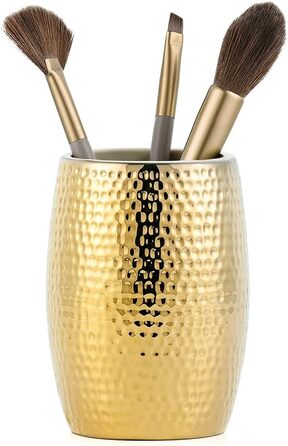 Набір дозатора мила Gold, 3 шт. Керамічний аксесуар для ванної кімнати: дозатор мила, мильниця та стакан для зубних щіток, розкішний дизайн для ванної та гостьового WC