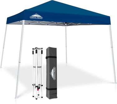 EAGLE PEAK 3x3m Event Tent Slanted Legs Pop-up Gazebo Outdoor, UV Protection 50+ Waterproof Foldable Folding Gazebo for Camping Garden Party, Dark Blue