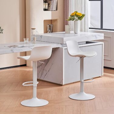 YOUNIKE Adjustable Bar Stools 2-Pack - Faux Leather Kitchen Bar Chairs with Backrest - Counter Height Stools for Bar & Kitchen