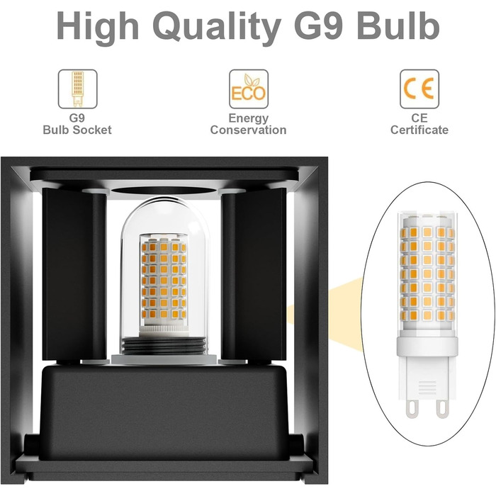 LED-стінні світильники Klighten 2 шт. з регульованим кутом освітлення, тепле світло 3000K, алюміній, для внутрішнього та зовнішнього використання, антрацит (чорний)