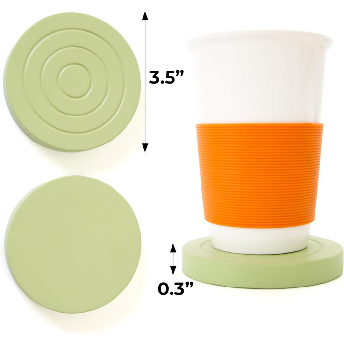 Colorful wooden coasters for drinks, set of 6 for drinking glasses, table protector for all table types, gift set for all occasions, (Pastel Pistachio Shovel, Coasters)