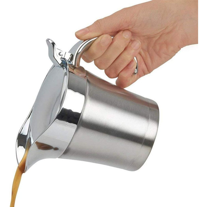 Stainless steel sauce pot with lid, 500 ml, double insulated, thermal container for sauces and gravy with lid, ideal Thanksgiving pourer for sauces or cream sauces, vinegar Free Size 1pc