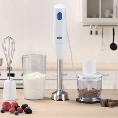 Ручний блендер Braun MQ10.202M 450 Вт, з подрібнювачем та вінчиком
