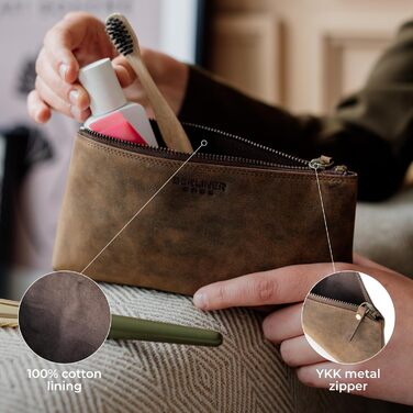 Преміум косметичка Berliner Bags Anna зі шкіри, маленький шкіряний пенал для жінок і дівчат, розмір XS, колір еспресо