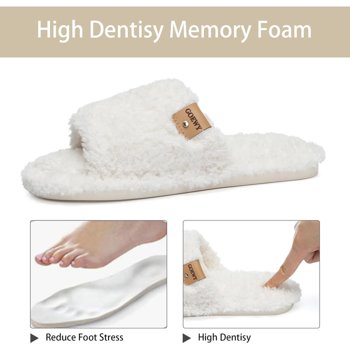 Жіночі домашні тапочки з меморі-піною - м'які відкриті тапочки на п'яті, неслизька підошва для дому/на вулицю. Супер м'які пухнасті тапочки-слайдери в подарунок для жінок та матерів