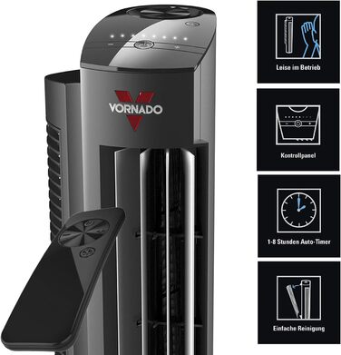 Вентилятор Vornado AC Tower M з дистанційним керуванням, таймером та низьким рівнем шуму (38 дБ), висота 84 см