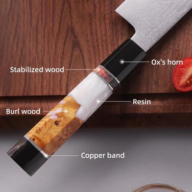 Японський ніж Kiritsuke FINDKING 9 дюймів, Дамаська сталь, для професійних та домашніх кухарів (серія BLACK-ROSE)