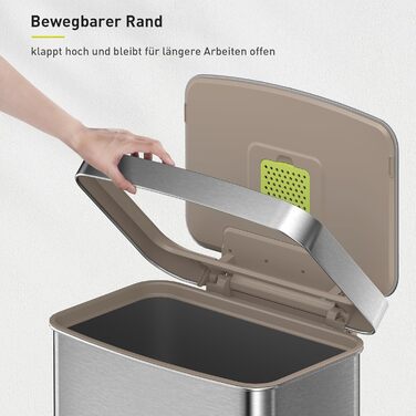 Відро для сміття EKO Madison 30 л з висувним контейнером, м'яким закриттям кришки, стійке до відбитків пальців, нержавіюча сталь, прямокутне, з 20 мішками для сміття 75 л