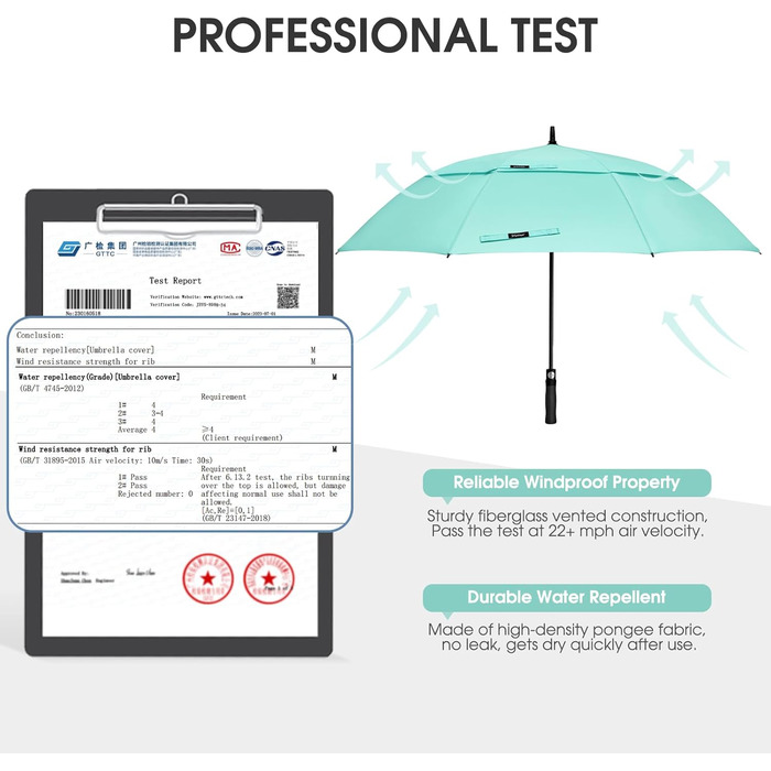 G4Free Парасолька велика, стійка до вітру, автоматична, для чоловіків та жінок, діаметр 157 см (62 дюйми), блакитний колір