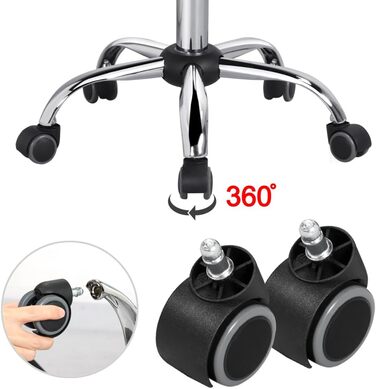 Офісне крісло Yaheetech без підлокітників, регульоване, поворотне на 360°, з роликами, чорне, з екошкіри