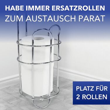 Підставка для туалетного паперу WENKO 3в1 з полицею та держателем рулонів - срібна, 16 x 59 x 18 см