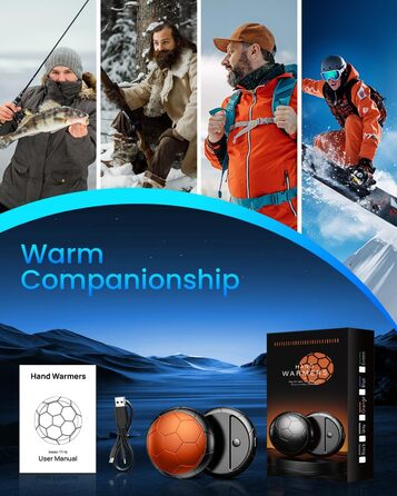 Електричні грілки для рук 2 шт. | Змінні, з 3 режимами нагріву та 20 годинами тепла, USB, для холодної погоди, Outdoor, Indoor (Помаранчевий)