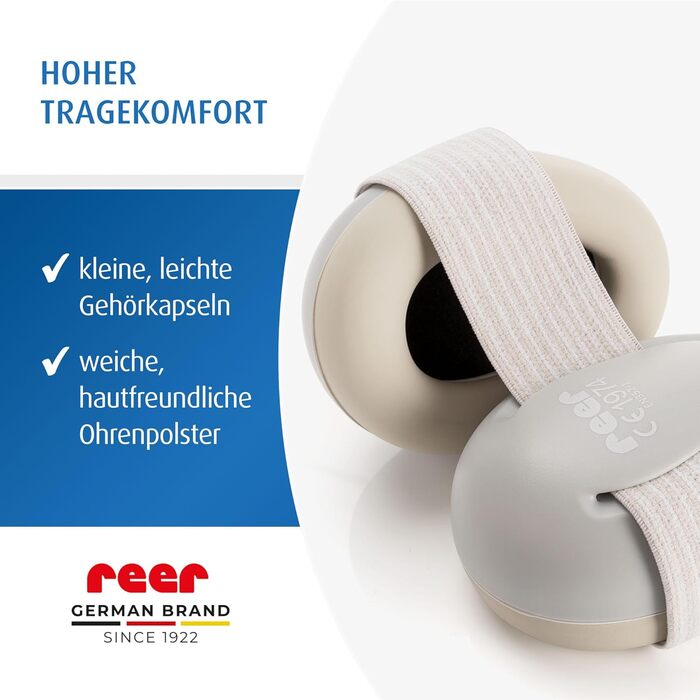 Наушники для захисту слуху Reer SilentGuard для немовлят, сірі. Безпечні, м'які, легкі, з можливістю росту.