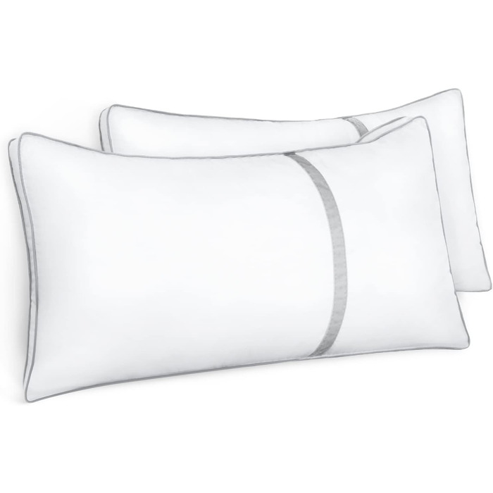BedStory Pillows 40x80, 2-Pack Pillows 40x80 made of 2x850g Microfiber, Slumber Pillows with Flannel Trim, Suitable for Side Sleepers, Back Sleepers, White 2 Pieces (1 Pack) White 40 x 80
