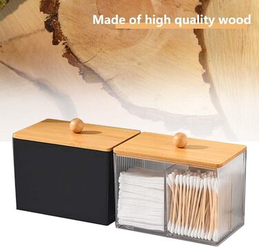 Диспенсер для ватних паличок 3 шт. Чорний, контейнер для ватних дисків та паличок, органайзер для ватного диска, бамбуковий диспенсер, органайзер для тампонів для ванної кімнати, туалетного столика, вітальні