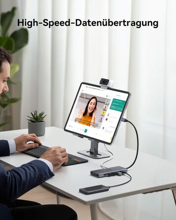 Док-станція USB-C з підтримкою двох моніторів, 14 в 1 для ноутбука, хаб з 2 HDMI, VGA, Ethernet, PD, USB Data, 5 USB портів, SD/TF кардридер, аудіо