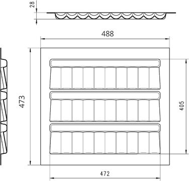 Органайзер для столових приборів Orga-Box сріблясто-сірий для шухляди 80 см (473,5 x 694 мм), сумісний з Nobilia (2012-2024) + вставка для спецій (60 см)