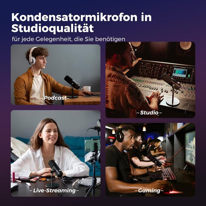 Конденсаторний мікрофон NearStream AM25X з підставкою: USB/XLR, для стрімінгу, подкастів, ігор (PC/PS5/PS4), з функцією моніторингу та шумозаглушення