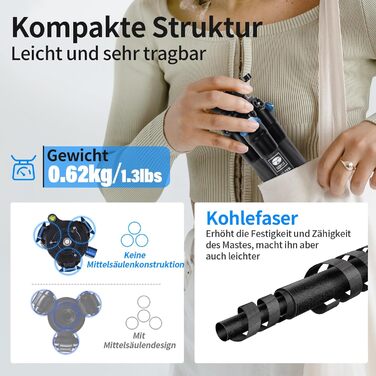 Штатив SIRUI AM-203S Mini з Алюмінію для DSLR, Vlogging - Макс. навантаження 15кг, 42см